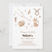Taurus zodiac boho kids verjaardag Uitnodiging (Voorkant)