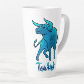 Taurus zodiac Bull blue glitter April 20-May 20 Latte Mok (Rechterhoek)