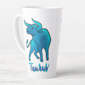 Taurus zodiac Bull blue glitter April 20-May 20 Latte Mok (Linkerhoek)