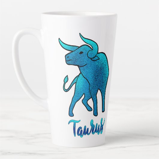 Taurus zodiac Bull blue glitter April 20-May 20 Latte Mok (Links)