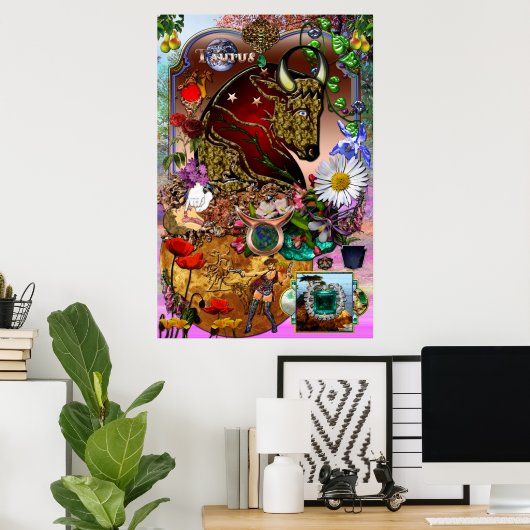 Taurus Zodiac Collage Poster (Thuiskantoor)