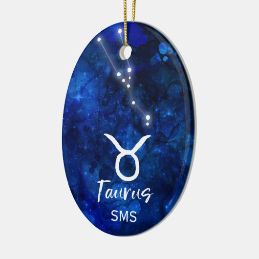 Taurus Zodiac Constellation Blue Galaxy Monogram Keramisch Ornament (Links)