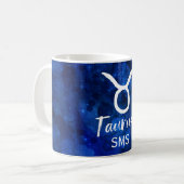 Taurus Zodiac Constellation Blue Galaxy Monogram Koffiemok (Voorkant links)