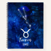 Taurus Zodiac Constellation Blue Galaxy Monogram Notitieboek (Voorkant)