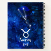 Taurus Zodiac Constellation Blue Galaxy Monogram Notitieboek (Achterkant)
