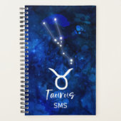 Taurus Zodiac Constellation Blue Galaxy Monogram Planner (Voorkant)