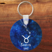 Taurus Zodiac Constellation Blue Galaxy Monogram Sleutelhanger (Voorkant)
