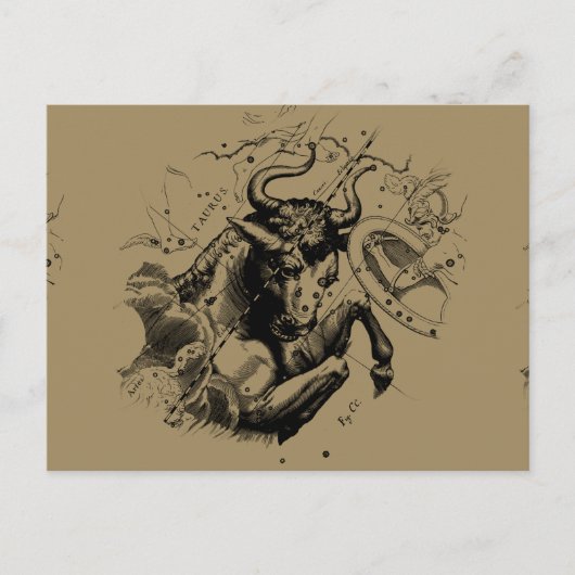 Taurus Zodiac Constellation Map Hevelius 1690 Briefkaart (Voorkant)