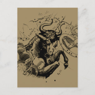 Taurus Zodiac Constellation Map Hevelius 1690 Briefkaart