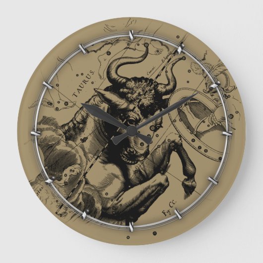 Taurus Zodiac Constellation Map Hevelius 1690 Grote Klok (Voorkant)