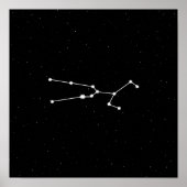 Taurus Zodiac Constellation Modern Black & White Poster (Voorkant)