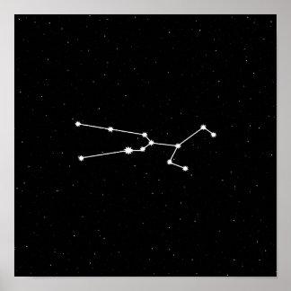 Taurus Zodiac Constellation Modern Black & White Poster