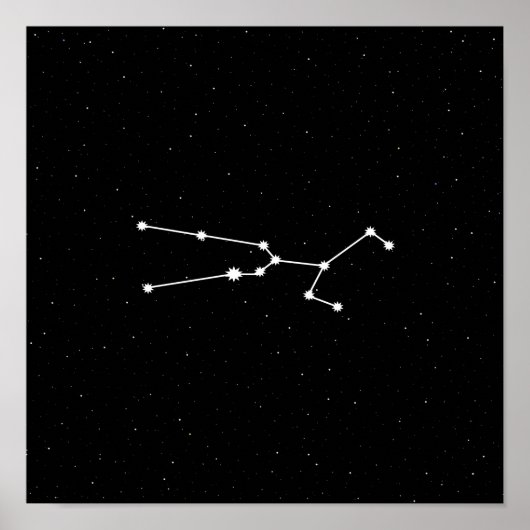 Taurus Zodiac Constellation Modern Black & White Poster (Voorkant)