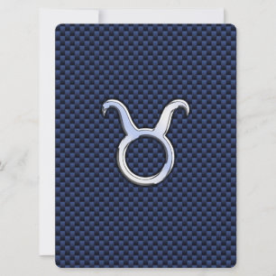Taurus Zodiac Decor Navy Blue Carbon Fiber Print