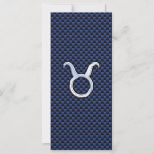 Taurus Zodiac Decor Navy Blue Carbon Fiber Print