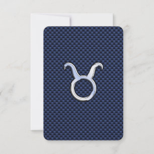 Taurus Zodiac Decor Navy Blue Carbon Fiber Print