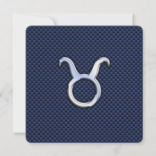 Taurus Zodiac Decor Navy Blue Carbon Fiber Print