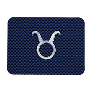 Taurus Zodiac Decor Navy Blue Carbon Fiber Print Magneet