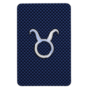 Taurus Zodiac Decor Navy Blue Carbon Fiber Print Magneet