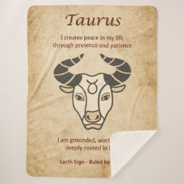Taurus Zodiac Design met aardse Affirmaties Sherpa Deken