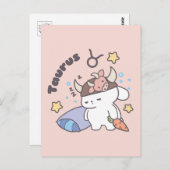 Taurus Zodiac Dreamer - Schattige slaperig konijnt Briefkaart (Voorkant / Achterkant)