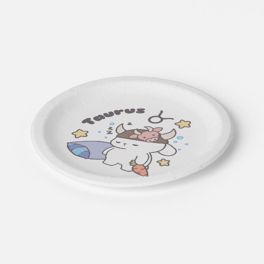 Taurus Zodiac Dreamer - Schattige slaperig konijnt Papieren Bordje (Gekanteld)