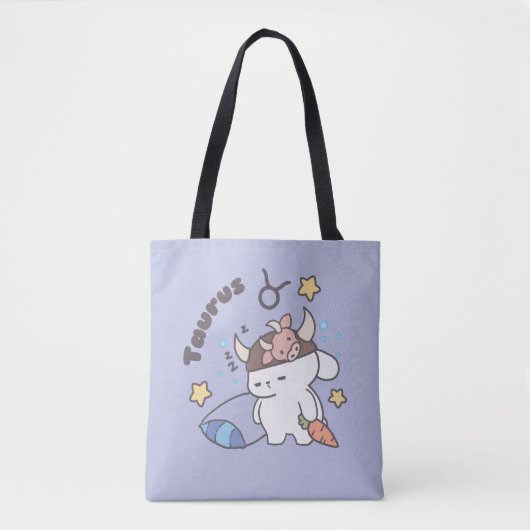 Taurus Zodiac Dreamer - Schattige slaperig konijnt Tote Bag (Voorkant)