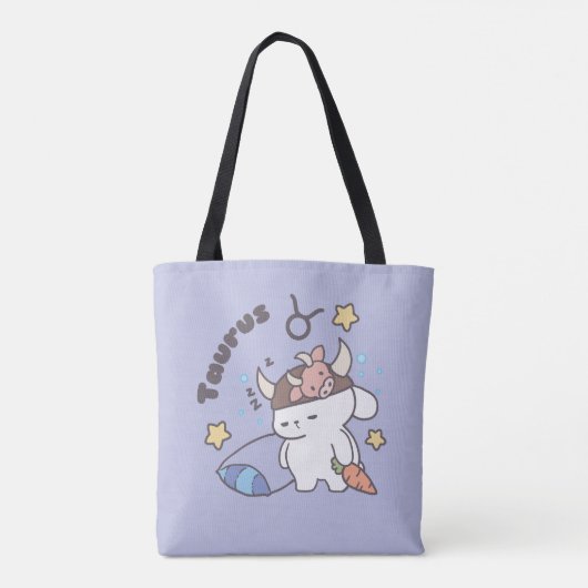 Taurus Zodiac Dreamer - Schattige slaperig konijnt Tote Bag (Achterkant)