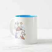 Taurus Zodiac Dreamer - Schattige slaperig konijnt Tweekleurige Koffiemok (Voorkant links)