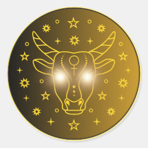 Taurus Zodiac Embleem   Minimaal Hemels Symbool Ronde Sticker