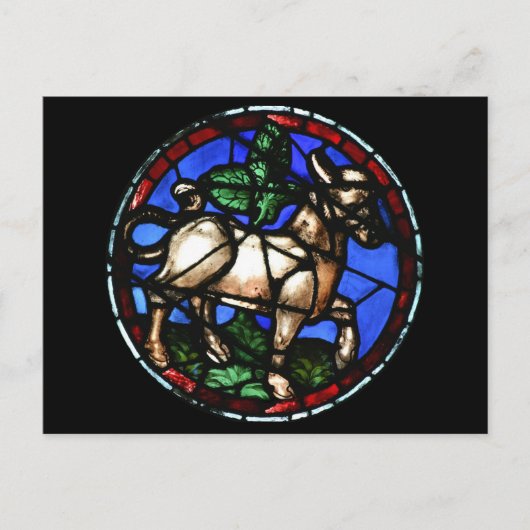 Taurus Zodiac Glas in lood Notre-Dame de Paris P Briefkaart (Voorkant)