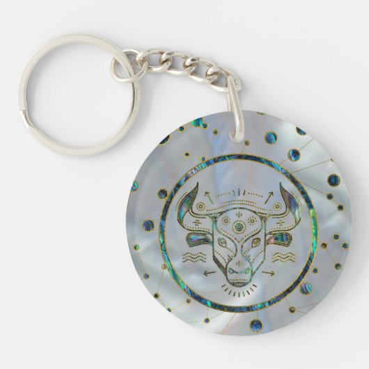 Taurus Zodiac Gold Abalone op constellatie Sleutelhanger (Voorkant)