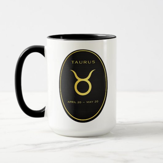 Taurus Zodiac Gold Oval Emblem Mug | Luxury Astrol Mok (Links)