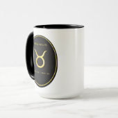 Taurus Zodiac Gold Oval Emblem Mug | Luxury Astrol Mok (Voorkant links)