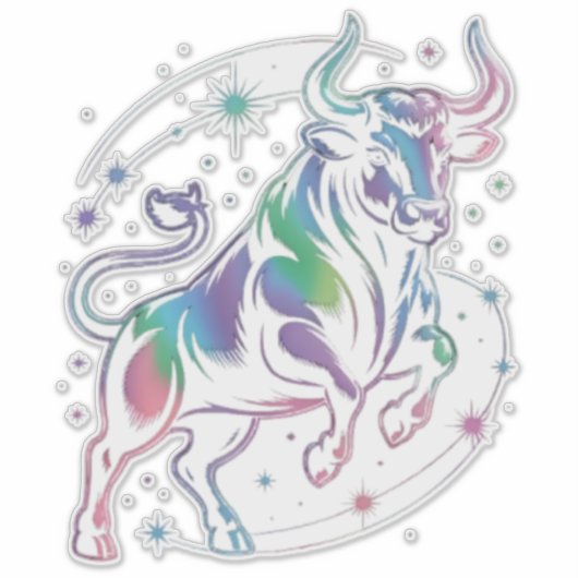Taurus Zodiac Holographic Bull Design Sticker (Voorkant)