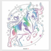 Taurus Zodiac Holographic Bull Design Sticker (Vel)