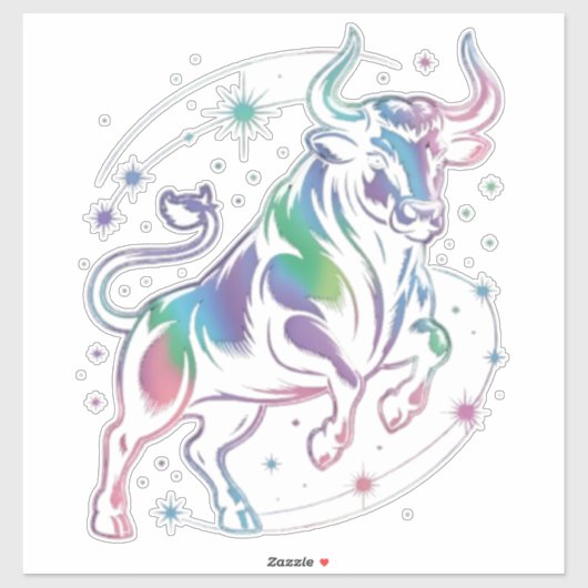 Taurus Zodiac Holographic Bull Design Sticker (Vel)