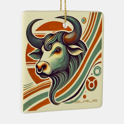 Taurus Zodiac Kerstversiering gepersonaliseerd Keramisch Ornament (Rechts)
