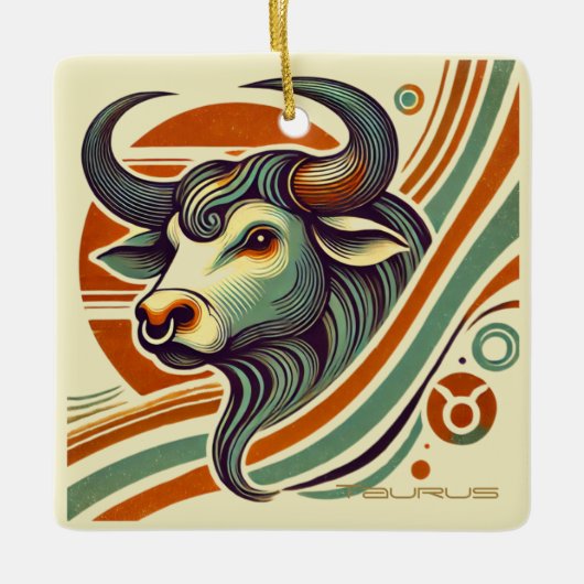 Taurus Zodiac Kerstversiering gepersonaliseerd Keramisch Ornament (Voorkant)