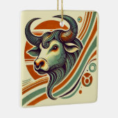 Taurus Zodiac Kerstversiering gepersonaliseerd Keramisch Ornament (Rechts)