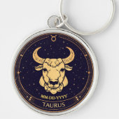 Taurus Zodiac Keychain with Birth Date (Voorkant)