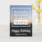 Taurus Zodiac Leuke Leuke Kenmerken Verjaardag Kaart (Gele Bloem)