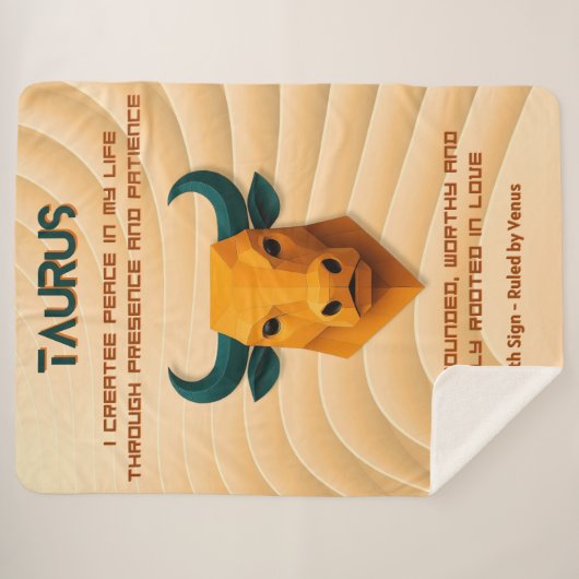 Taurus Zodiac Modern 3D with Affirmations Sherpa Deken (Voorkant (horizontaal))