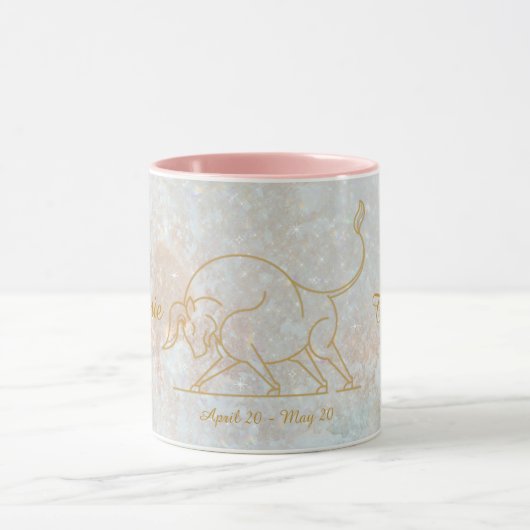 Taurus Zodiac Monogram Astrologie Glitter Mok (Midden)