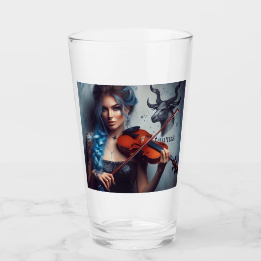 Taurus Zodiac Musician Viool Glas (Voorkant)