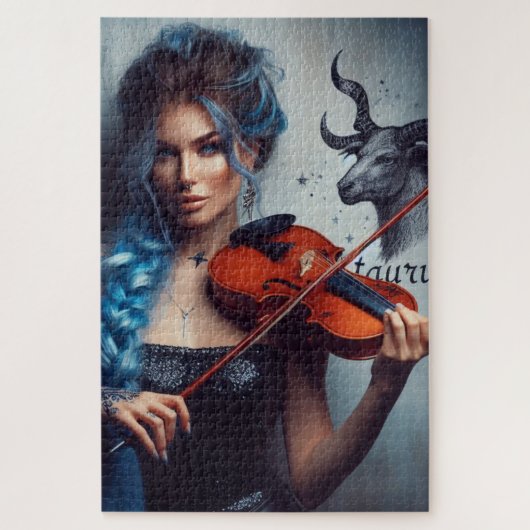 Taurus Zodiac Musician Viool Legpuzzel (Verticaal)