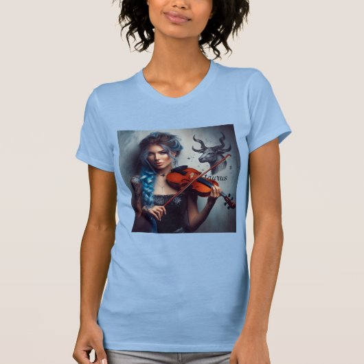Taurus Zodiac Musician Viool T-shirt (Voorkant)