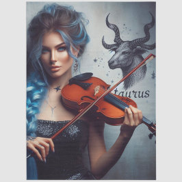 Taurus Zodiac Muzikant Viool Decoupage Tissuepapier