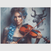 Taurus Zodiac Muzikant Viool Decoupage Tissuepapier (Voorkant)