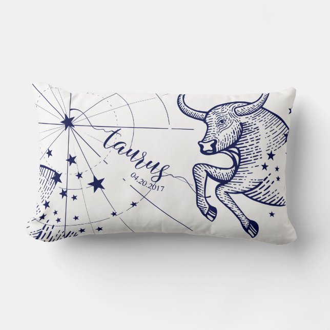 Taurus Zodiac Navy & Gold Astrology Décor Pillow Kussen (Voorkant)